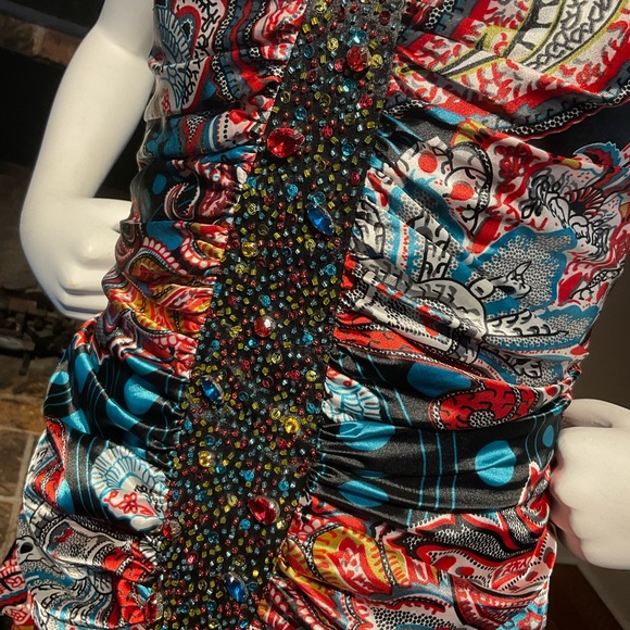 Women’s Tiffany Designs Mermaid Style Dress Size 6 Strapless Beaded Padded Top - Picture 5 of 9